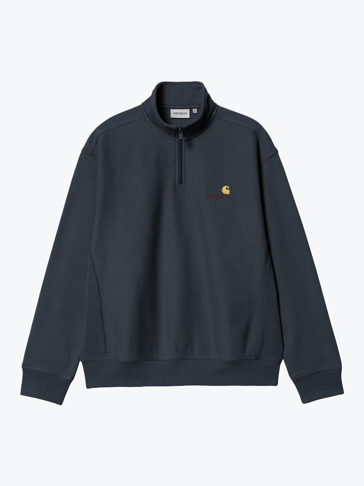 Carhartt WIP – Carhartt WIP - Half Zip American Script Sweat Deep Night - Truien - Heren – Multi – Truien