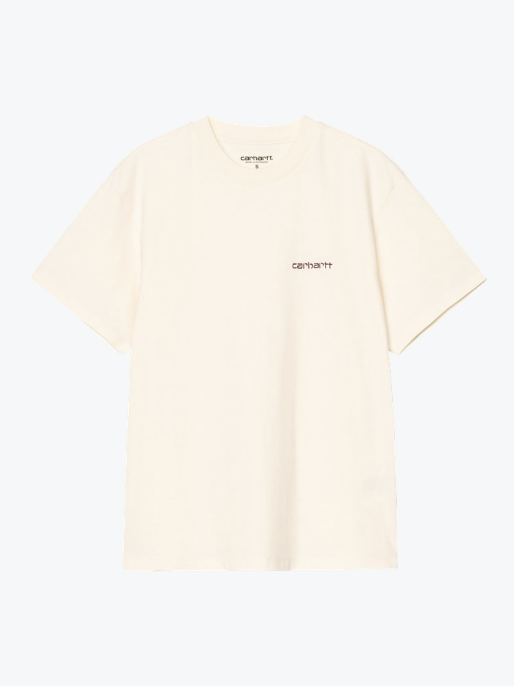 Carhartt WIP – Carhartt WIP - W' S/S Script Embroidery T-S Cinnerus / Cozy Purple - T-Shirts - Dames – Paars – T-shirts