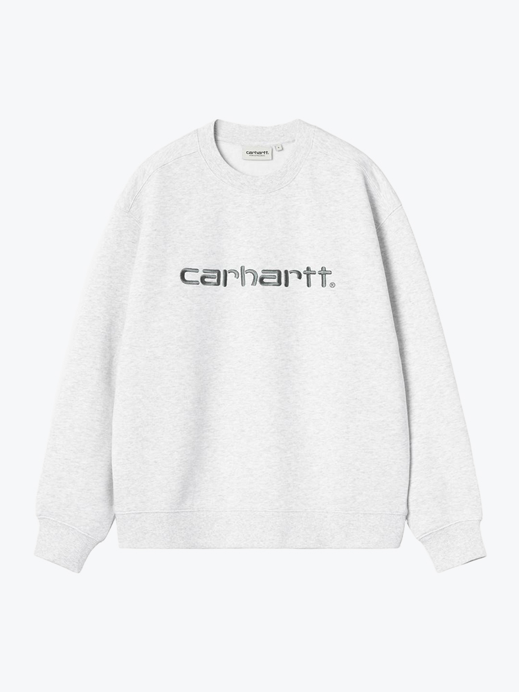 Carhartt WIP – Carhartt WIP - W' Carhartt Sweat Ash Heather / Velvet Green - Truien - Dames – Grijs – Truien