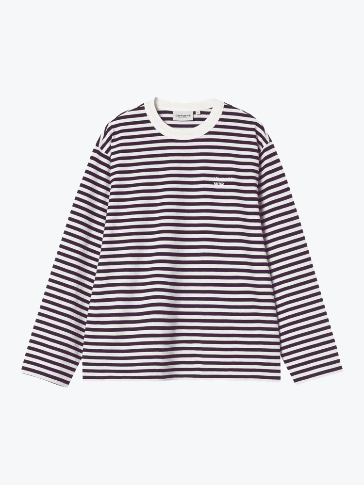 Carhartt WIP – Carhartt WIP - W' L/S Ezra T-Shirt Ezra Stripe, Cozy Purple / Wax - T-Shirts - Dames – Multi – T-shirts