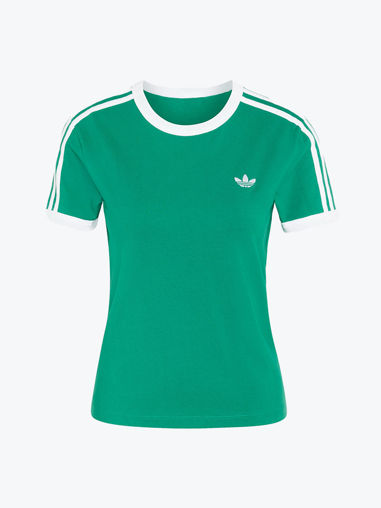Adidas – Adidas - 3S Tee Slim Bgreen/White Green - T-Shirts - Dames – Groen – T-shirts