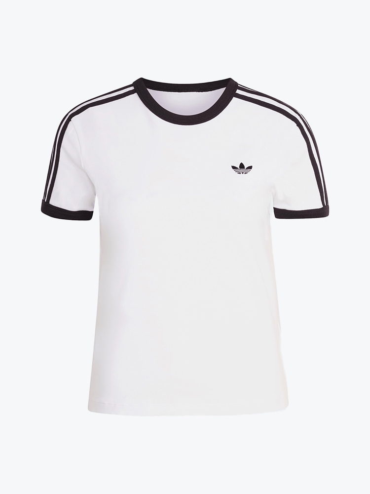 Adidas – Adidas - 3S Tee Slim White/Black White - T-Shirts - Dames – Wit – T-shirts