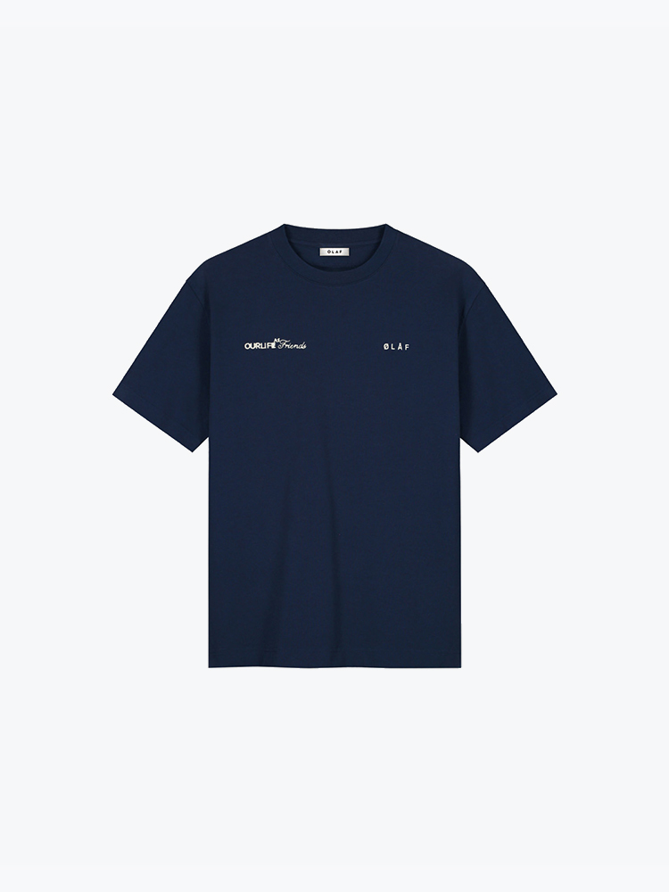 OLAF – Olaf - Script Friends Boxy Tee Navy - T-Shirts - Heren – Blauw – T-Shirts