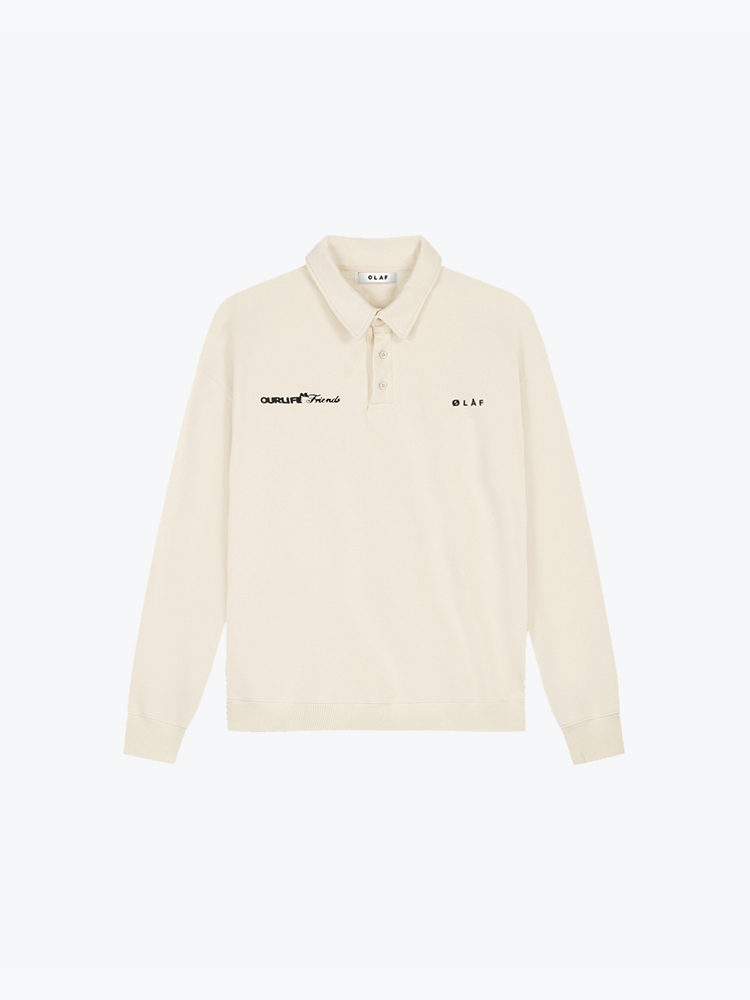 OLAF – Olaf - Script Friends Oversized Polo Offwhite - Truien - Heren – Wit – Truien