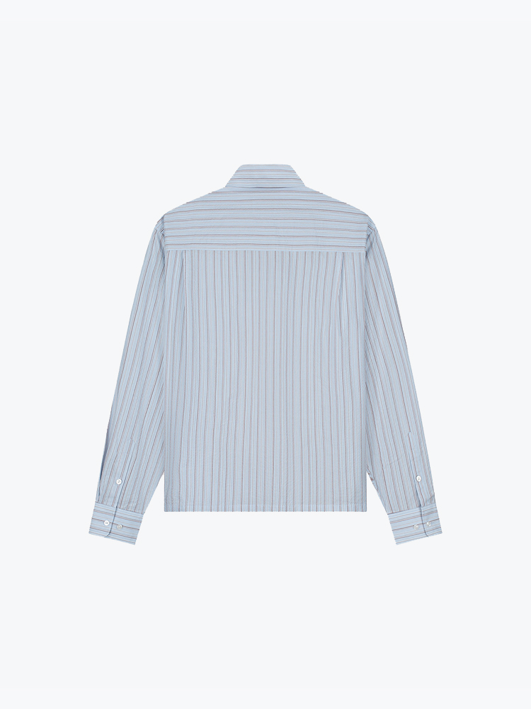 OLAF – Olaf - Brushstroke Logo Stripe Ls Shirt Twilight Mauve/open Air - Overhemden - Heren – Roze – Overhemden