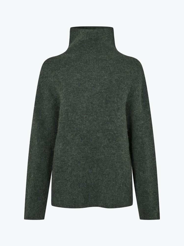 Samsoe Samsoe – Samsoe Samsoe - Sanoris Turtleneck 7355 Dark Evergreen Mel. - Truien - Dames – Groen – Truien