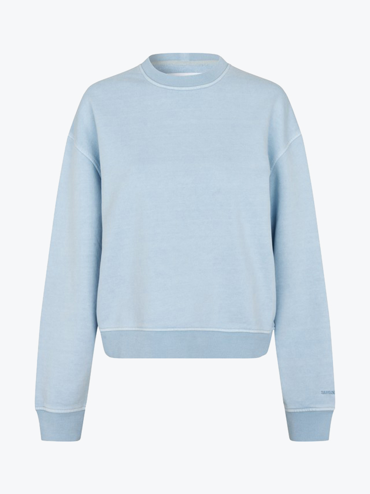Samsoe Samsoe – Samsoe Samsoe - Savan Sweat 15697 Cashmere Blue Pigment - Truien - Dames – Blauw – Truien