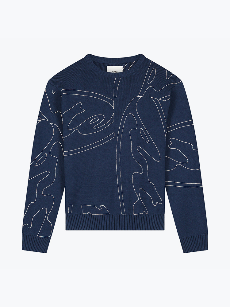 Arte Antwerp – Arte Antwerp - Allover Circle Logo Knit Navy - Truien - Heren – Blauw – Truien