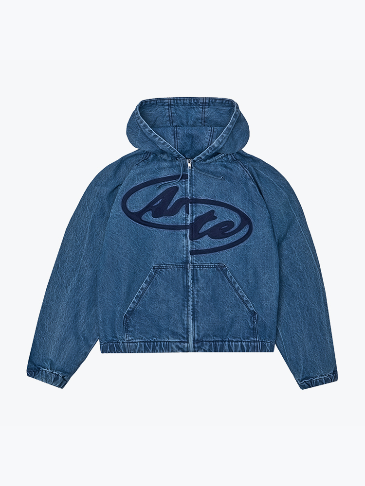 Arte Antwerp – Arte Antwerp - Split Logo Denim Hood Jacket Navy - Jassen - Heren – Blauw – Jassen