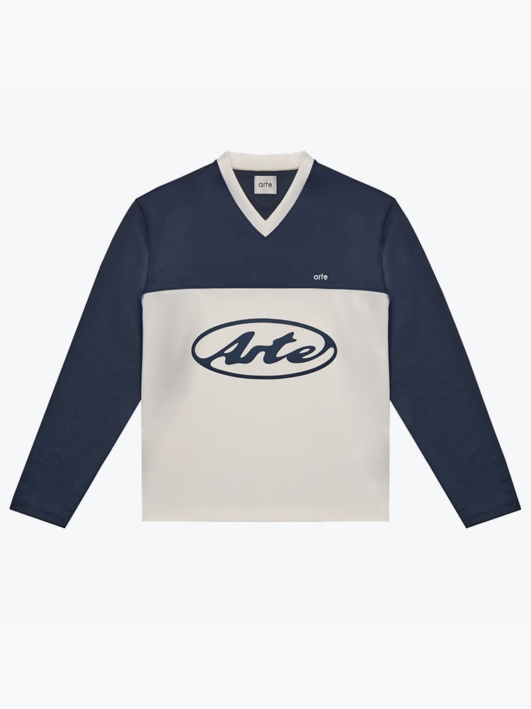 Arte Antwerp – Arte Antwerp - Circle Logo Longsleeve White/navy - T-Shirts - Heren – Wit – T-Shirts