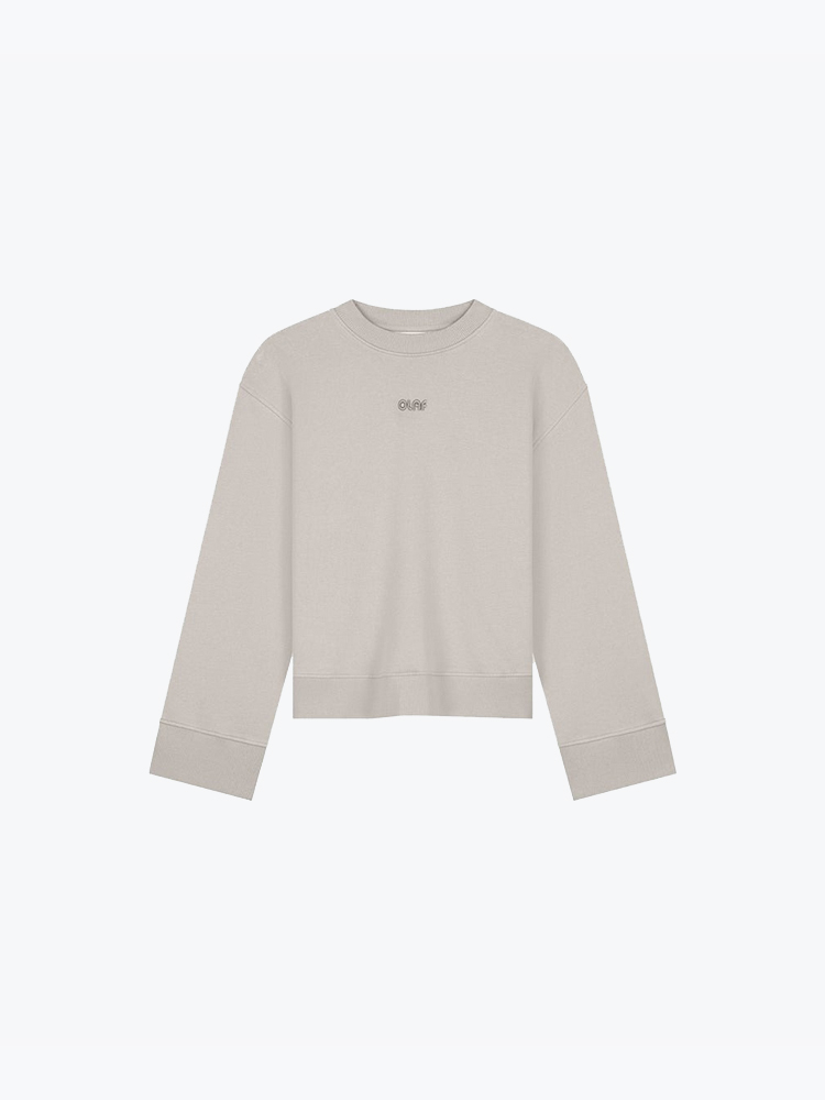 OLAF – Olaf - Wmn Retro Logo Crewneck Cement - Truien - Dames – Grijs – Truien