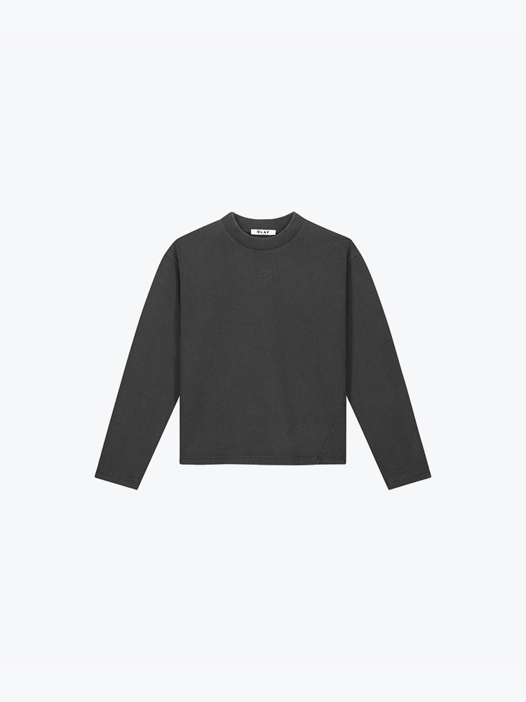 OLAF – Olaf - Monogram Washed Tee Charcoal - T-Shirts - Dames – Grijs – T-shirts