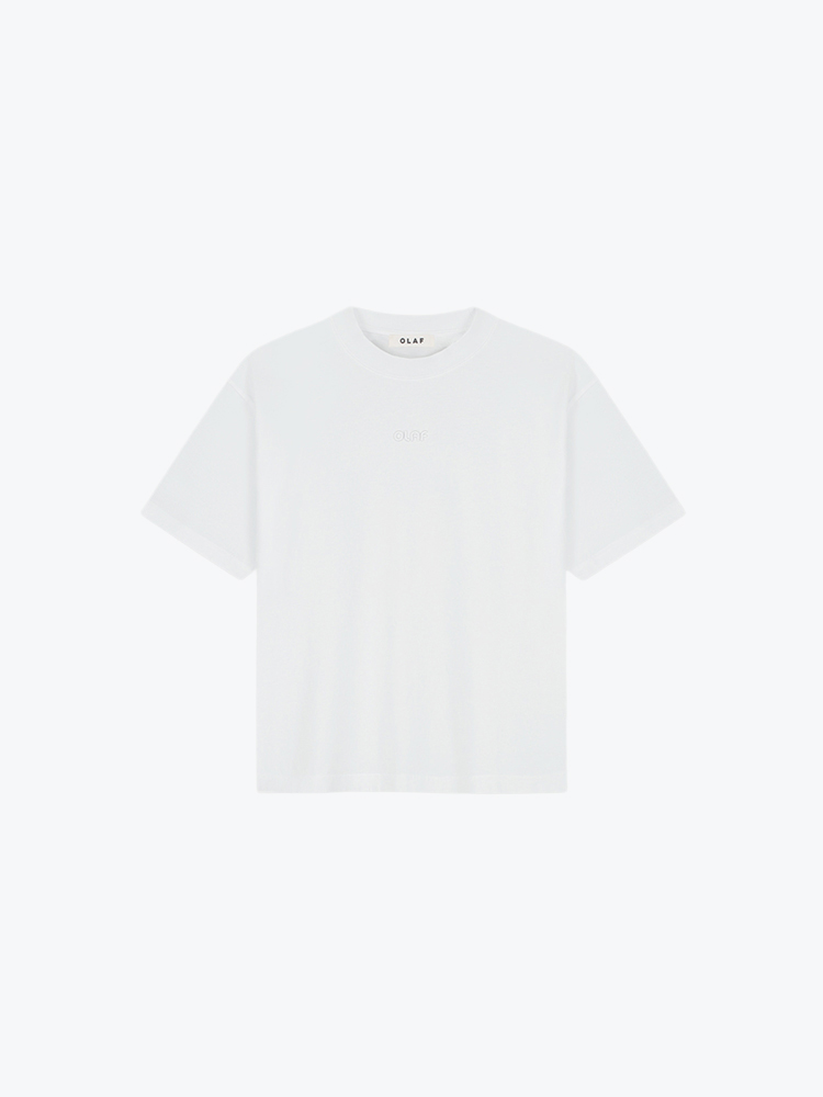 OLAF – Olaf - W Brushstroke Graphic Boxy Tee Optical White - T-Shirts - Dames – Wit – T-shirts