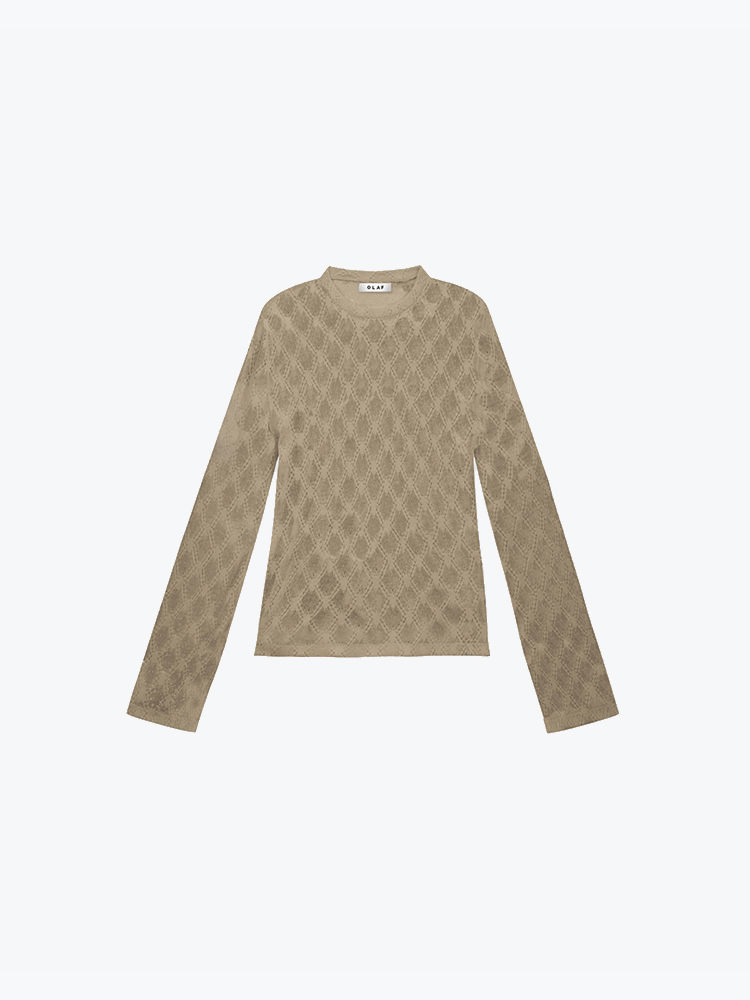 OLAF – Olaf - Wide Sleeve Semi-sheer Top Cement - T-Shirts - Dames – Grijs – T-shirts