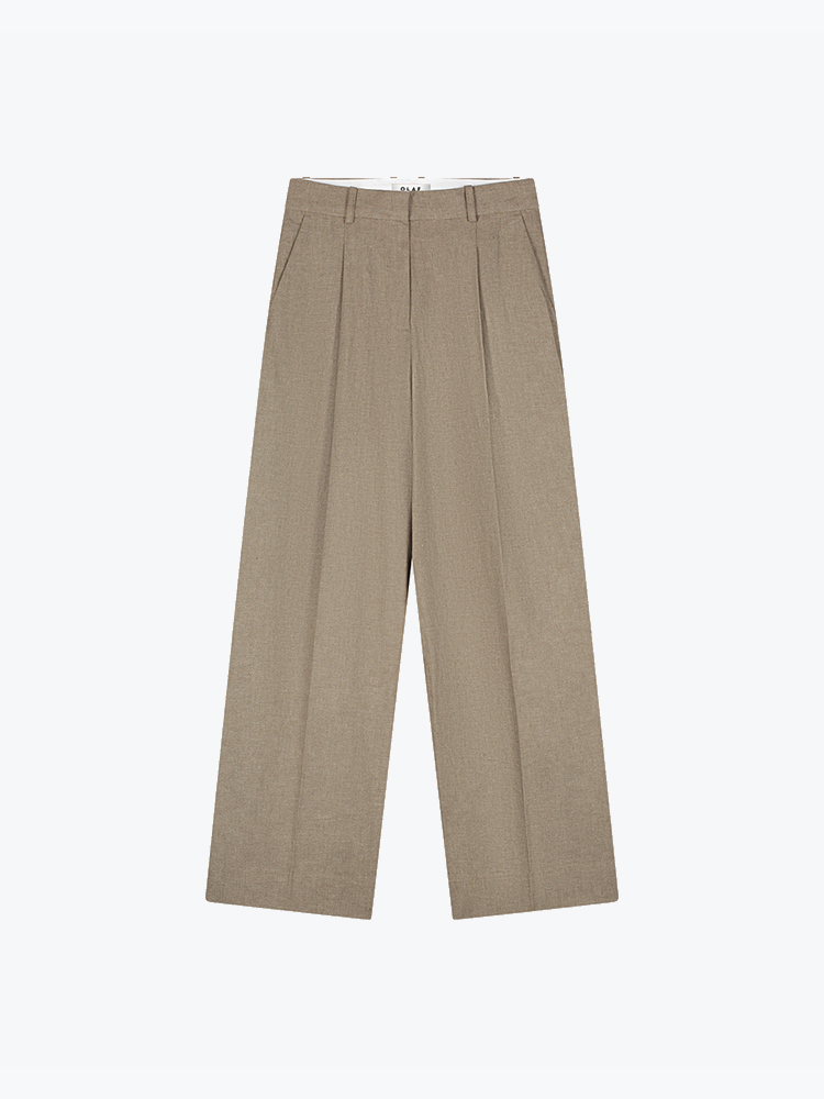 OLAF – Olaf - Linen Tailored Trousers Taupe - Broeken - Dames – Beige – Broeken