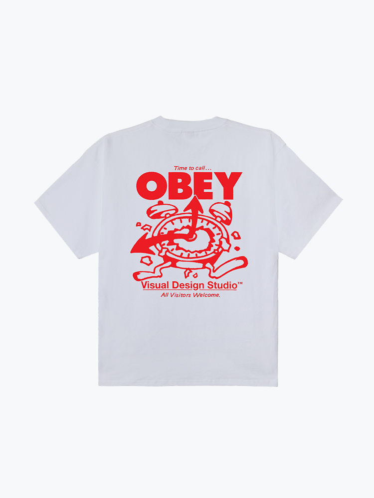 Obey – Obey - Time To Call Obey White - T-Shirts - Heren – Wit – T-Shirts