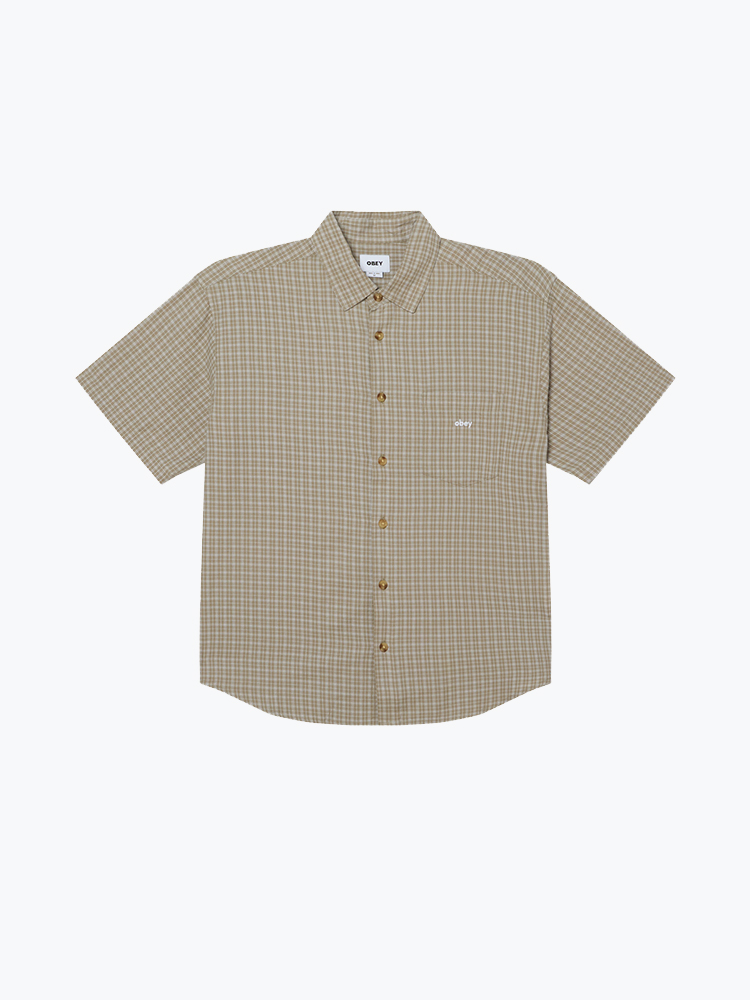 Obey – Obey - Bigwig Ian Woven Dried Sage Multi - Overhemden - Heren – Groen – Overhemden