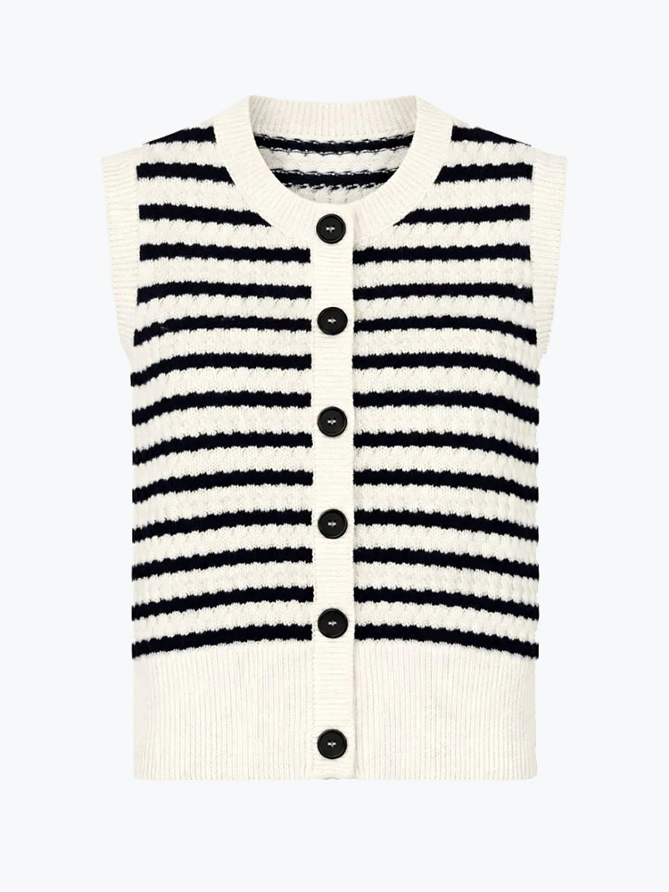 Modström – Modstrom - Ulvamd stripe top Navy/White stripe - T-Shirts - Dames – Wit – T-shirts