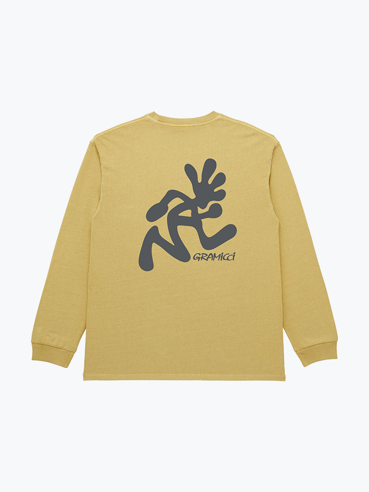 Gramicci – Gramicci - Running Man L/S Tee Pigment Dyed Sulphur - T-Shirts - Heren – Geel – T-Shirts