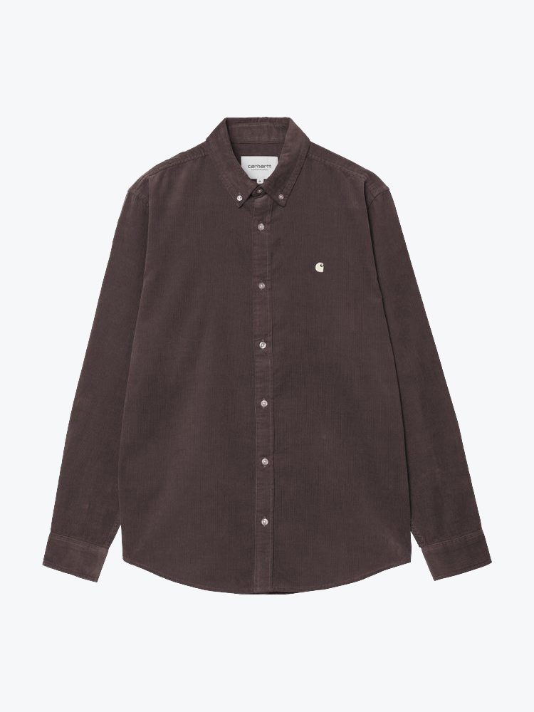Carhartt WIP – Carhartt WIP - L/S Madison Fine Cord Shirt Shale / Wax - Overhemden - Heren – Groen – Overhemden
