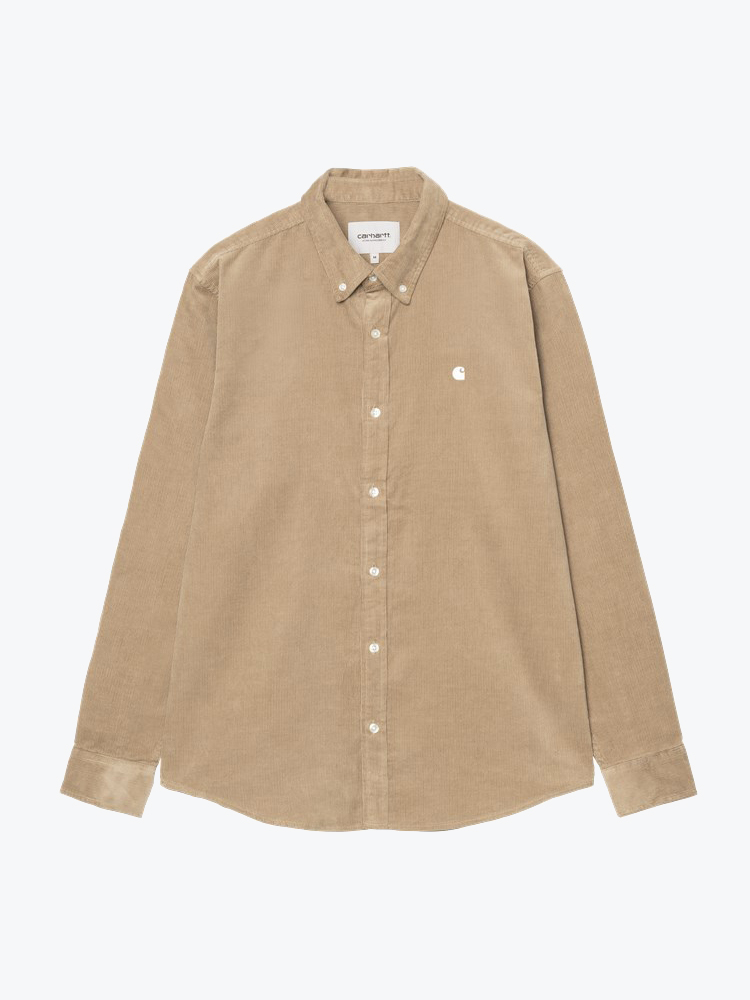 Carhartt WIP – Carhartt WIP - L/S Madison Fine Cord Shirt Iroko / Wax - Overhemden - Heren – Bruin – Overhemden