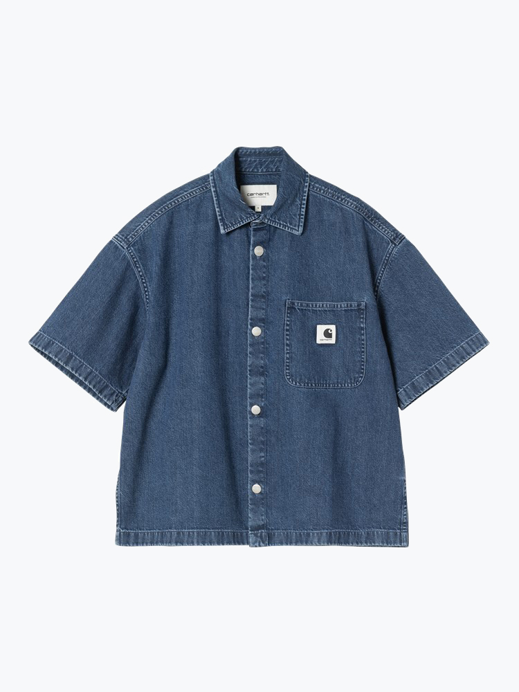 Carhartt WIP – Carhartt WIP - W' S/S Lovilia Shirt Blue - Blouses - Dames – Blauw – Blouses