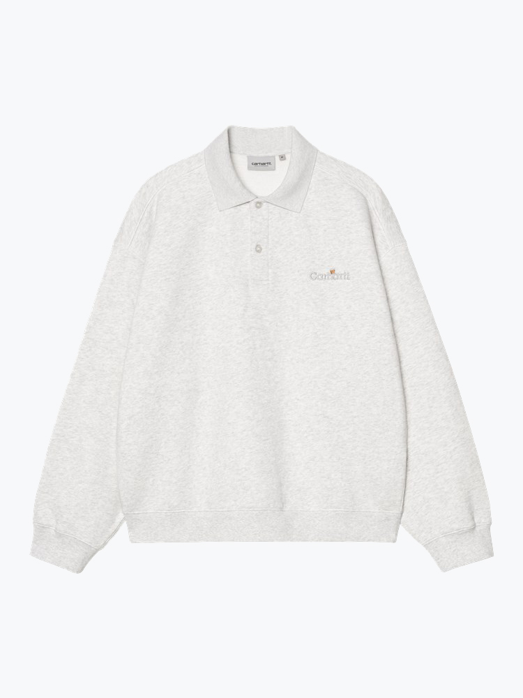 Carhartt WIP – Carhartt WIP - WIP Label Polo Sweat Ash Heather - Truien - Heren – Grijs – Truien