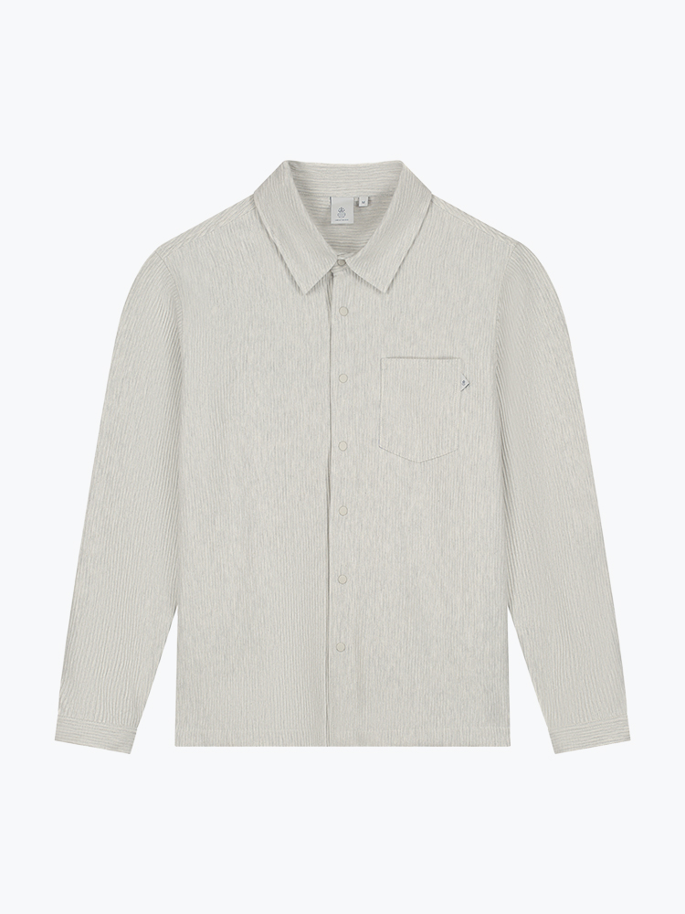 Law Of The Sea – Law Of The Sea - Drip Structured Jersey Shirt Grey Melange - Overhemden - Heren – Grijs – Overhemden