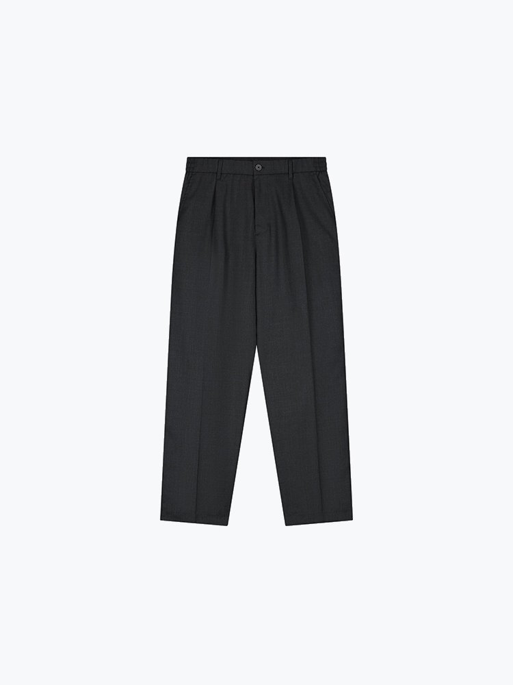 OLAF – Olaf - Regular Wool Blend Pleated Pant Charcoal - Broeken - Heren – Grijs – Broeken