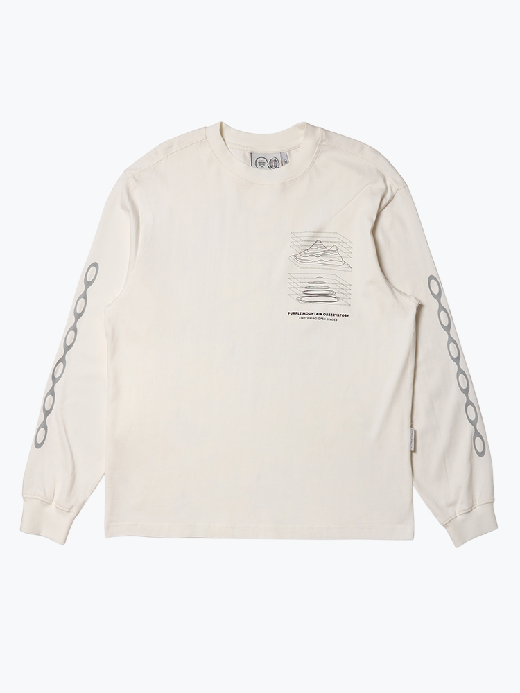 Purple Mountain Observatory – Purple Mountain Observatory - Map Projection LS Tee White - T-Shirts - Heren – Wit – T-Shirts