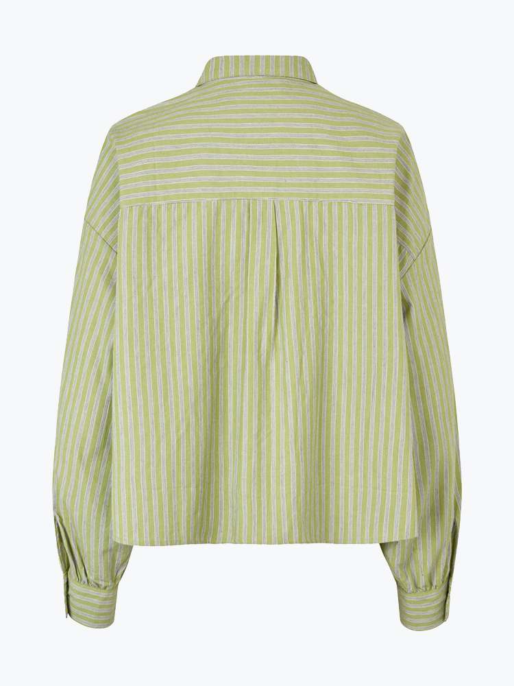 Modström – Modstrom - Umekomd shirt Tarragon stripe - Blouses - Dames – Groen – blouses