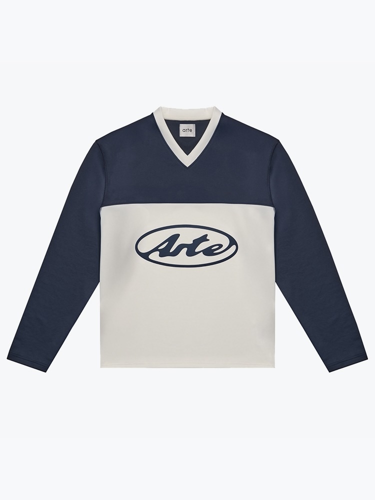 Arte Antwerp – Arte Antwerp - Circle Logo Longsleeve White/navy - T-Shirts - Heren – Wit – T-Shirts