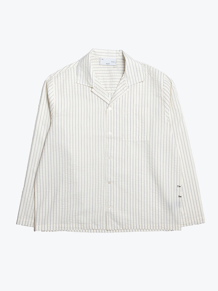 The Savage Report – The Savage Report - Striped Tsr Shirt White - Overhemden - Heren – Wit – Overhemden