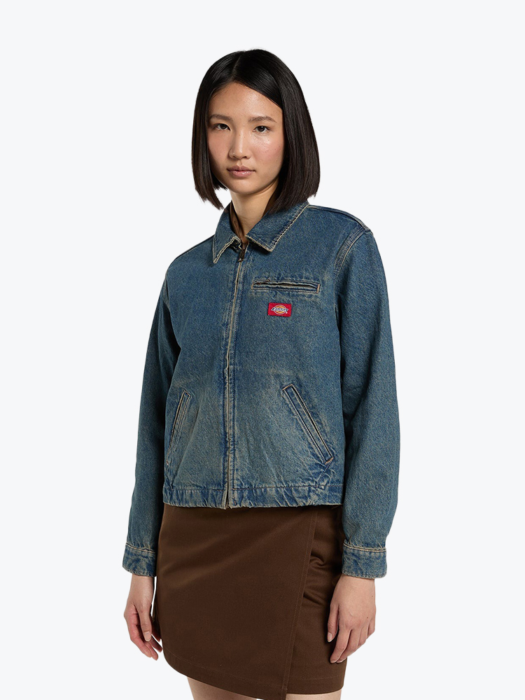 Dickies – Dickies - Denim Painter Jacket W Khaki Tntd Blue - Jassen - Dames – Beige – Jassen