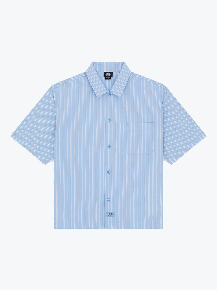 Dickies – Dickies - Venedocia Stripe Shirt Ss Endless Sky - Overhemden - Heren – Blauw – Overhemden