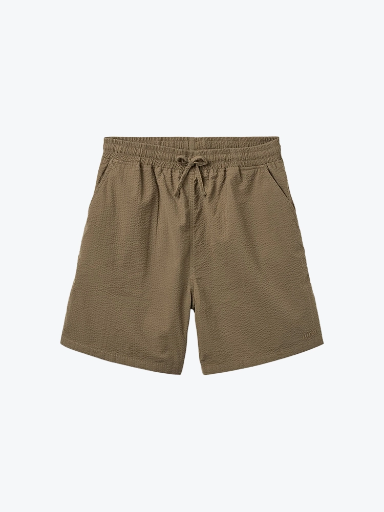 Foret Forét - Hush Seersucker Shorts Stone - Shorts - Heren Grijs Shorts