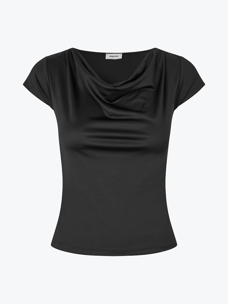 Modström Modstrom - Himamd Drapy T-Shirt Black - T-Shirts - Dames Zwart T-shirts