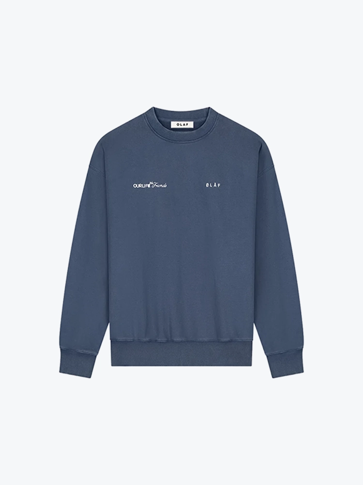 OLAF Olaf - Script Friends Boxy Crewneck Navy - Truien - Heren Blauw Truien
