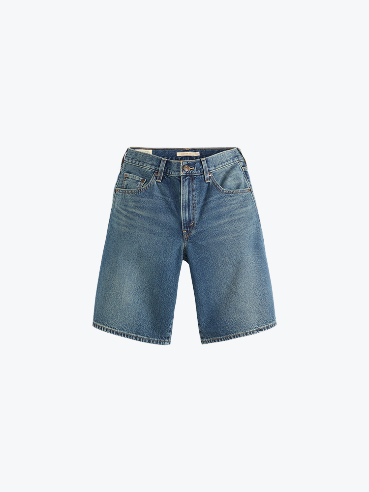 Levi's Levi's - Baggy Dad Jort Hinged Heart Jort Dark Indigo - Shorts - Dames Blauw Shorts