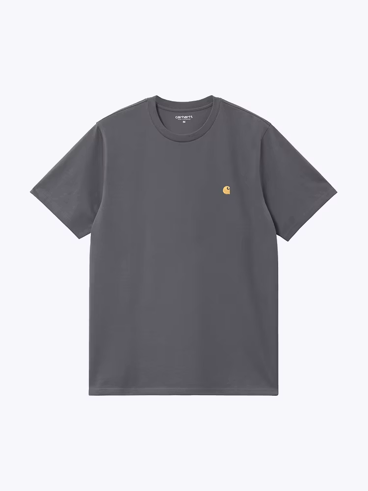 Carhartt WIP Carhartt WIP - S/S Chase T-Shirt Styx / Gold - T-Shirts - Heren Grijs T-Shirts