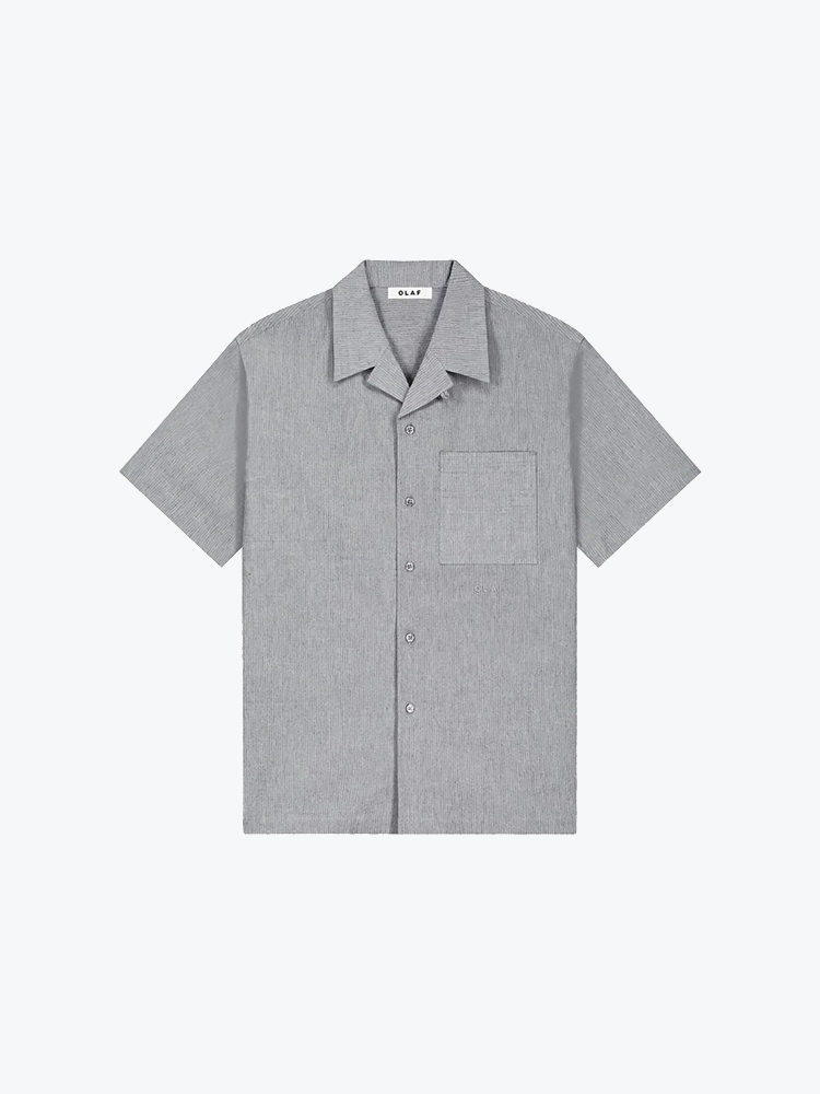 OLAF Olaf - Seersucker Camp Shirts Heather Grey - Overhemden - Heren Grijs Overhemden