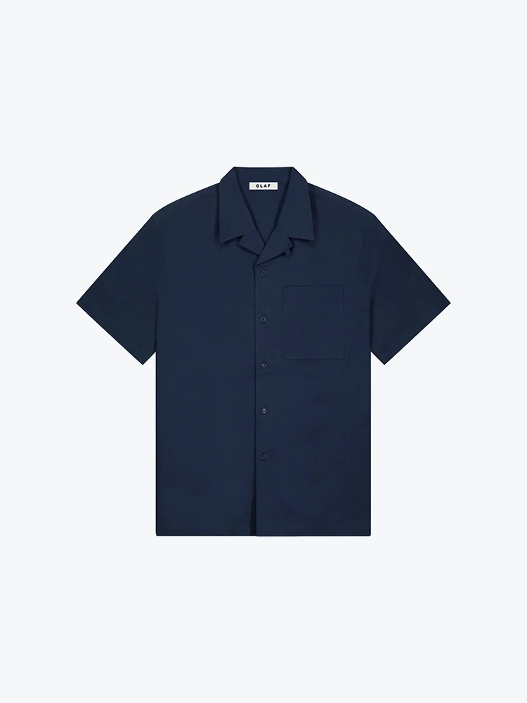 OLAF Olaf - Seersucker Camp Shirts Navy - Overhemden - Heren Blauw Overhemden