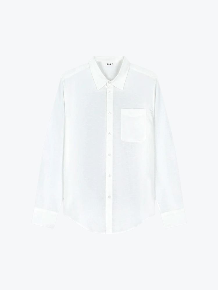 OLAF Olaf - Linen Blend Relaxed Shirts Optical White - Overhemden - Heren Wit Overhemden