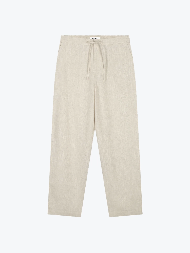 OLAF Olaf - Linen Barrel Leg Pants Cement - Broeken - Heren Grijs Broeken