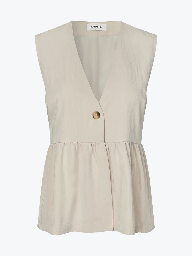 Modström Modstrom - Agnetemd Vest Summer Sand - Vesten - Dames Beige Vesten