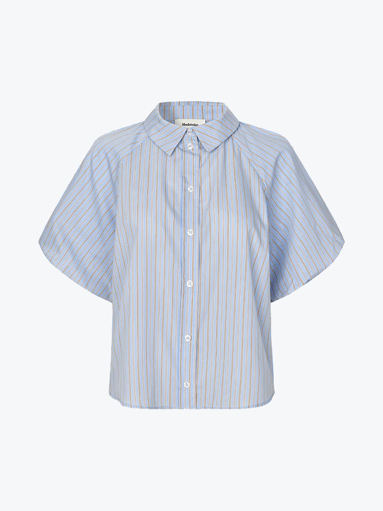 Modström Modstrom - Augustamd Shirt Blue Brown Stripe - Blouses - Dames Blauw Blouses