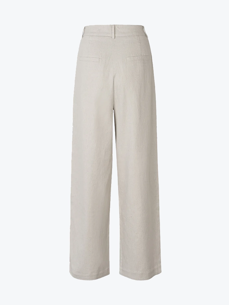 Modström Modstrom - Galemd Linen Wide Pants Beige Melange - Broeken - Dames Beige Broeken