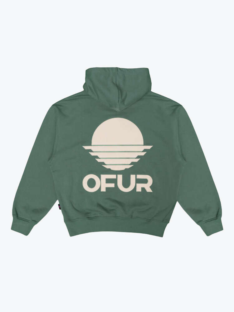 Ofur OFUR - Rise Beige Applique Hoodie  Teal Green - Truien - Heren Groen Truien
