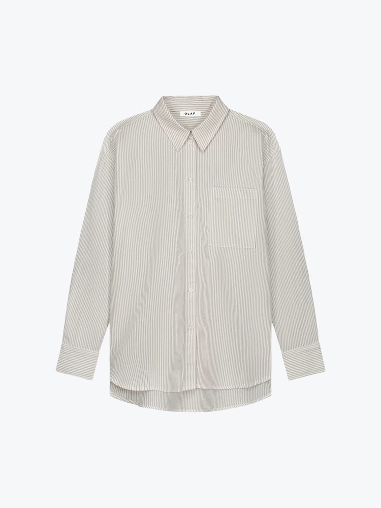 OLAF Olaf - Stripe Oversized Shirts Offwhite/Treehouse - Blouses - Dames Wit Blouses