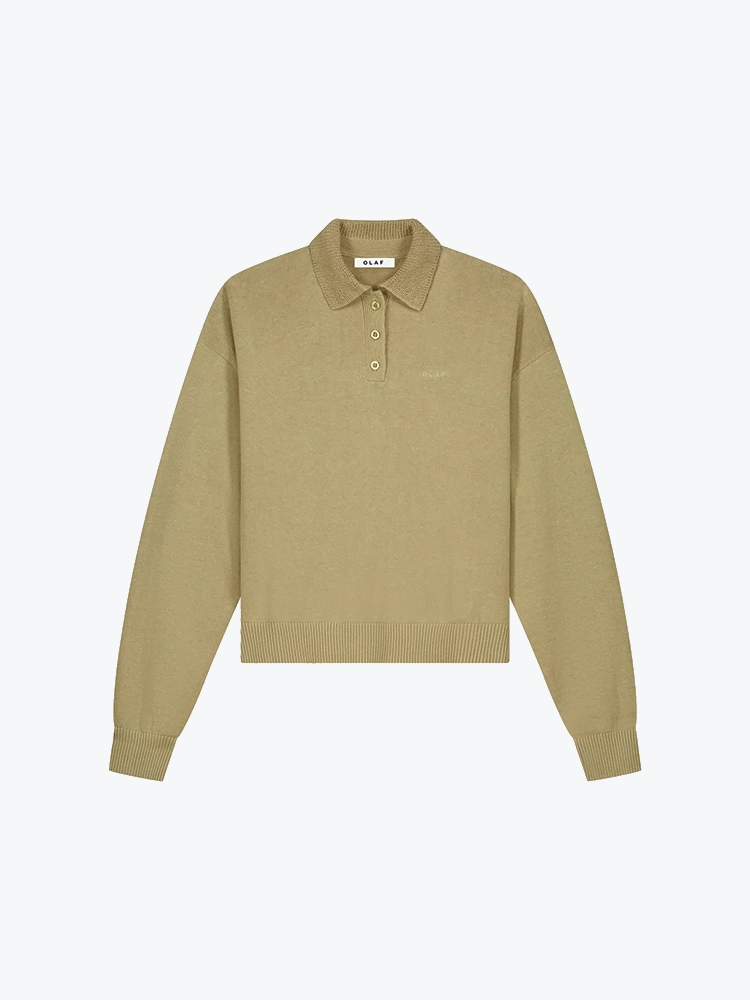 OLAF Olaf - Linen Knit Polo Treehouse - Truien - Dames Groen Truien